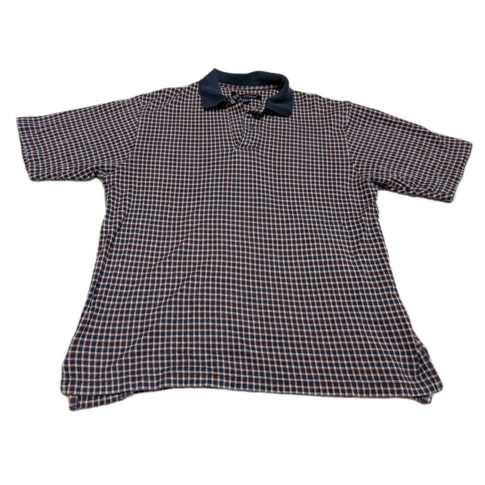 VTG Britches Great Outdoors Men's M Blue Striped Polo Shirt 100% Cotton